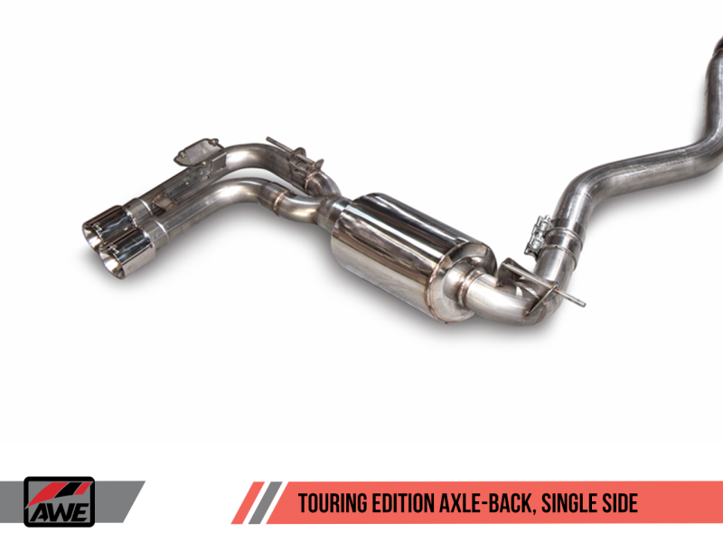 AWE Tuning BMW F3X 28i / 30i Touring Edition Axle-Back Exhaust Single Side - 80mm Silver Tips - 3010-22022