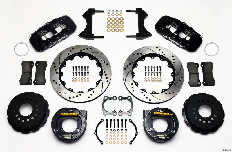 Wilwood AERO4 Rear P-Brake Kit 14.00in Drilled Big Ford 2.50in Offset - 140-10948-D