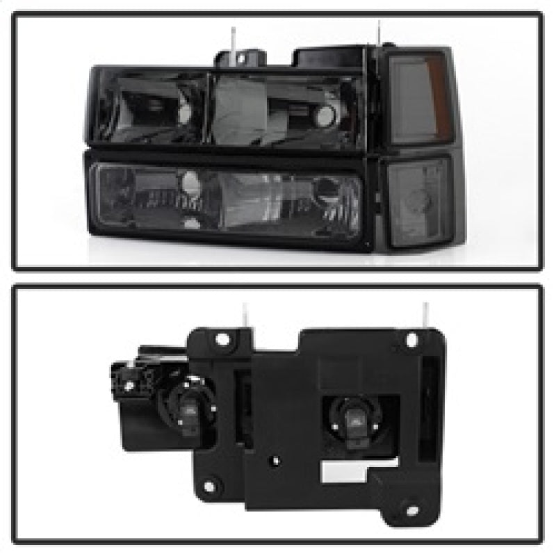 Xtune Chevy Suburban 94-98 Headlights w/ Corner &amp; Parking Lights 8pcs Smoked HD-JH-CCK88-AM-SM-SET - 5072238