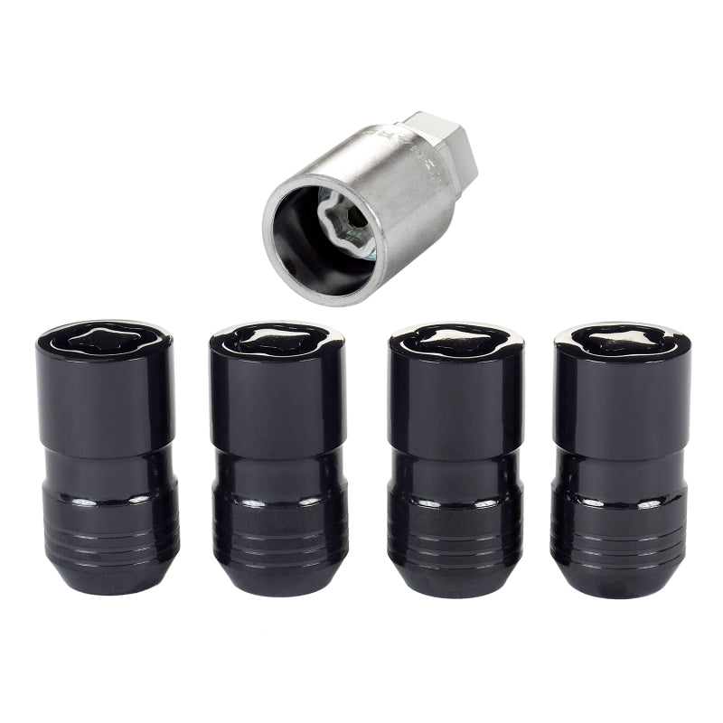 McGard Wheel Lock Nut Set - 4pk. (Cone Seat) M14X1.5 / 21mm &amp; 22mm Dual Hex / 1.639in. L - Black - 24216