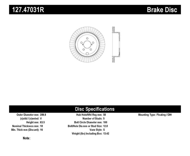 StopTech Slotted &amp; Drilled Sport Brake Rotor - 127.47031R