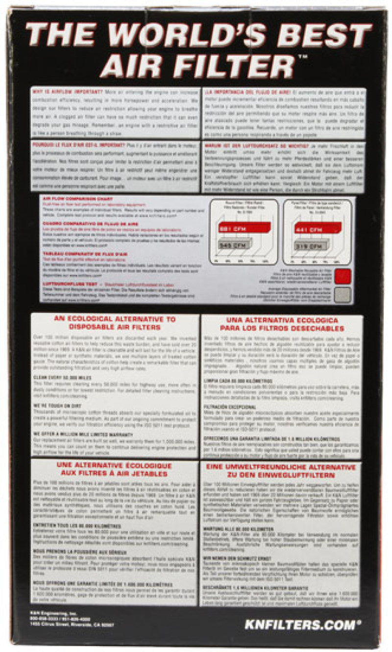 K&N Uni Oval Tapered Air Filter 3.5in 10 Deg. Flg / 3.25in T OW / 4.5in T OL / 5.75in B / 7in H - RF-1033