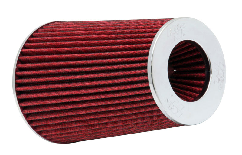 K&N Universal Air Filter Chrome Round Tapered Red - 4in Flange ID x 1.125in Flange Length x 9.5in H - RG-1002RD