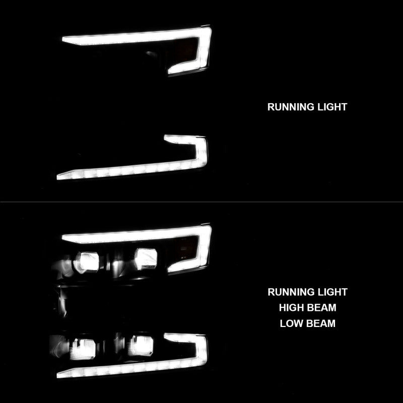 ANZO 19-22 Chevrolet Silverado 1500 LED Proj HL w/Lgt Bar SwBk Seq. Blk w/In. Light - Passenger Side - 111566-R