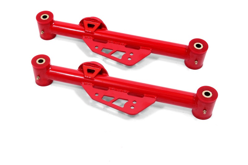 BMR 99-04 Mustang Non-Adj. Lower Control Arms (Polyurethane) - Red - TCA015R for 1999-2004 Ford Mustang - front view