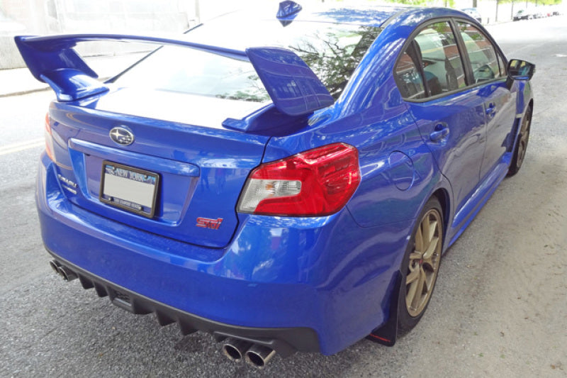 Rally Armor 15-21 Subaru WRX/STI (Sedan ONLY) Black UR Mud Flap w/ Light Blue Logo - MF32-UR-BLK/LBL