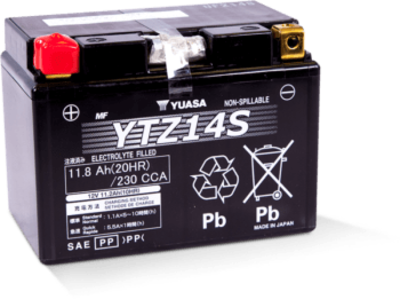 Yuasa YTZ14S Maintenance Free AGM 12 Volt Battery - YUAM72Z14