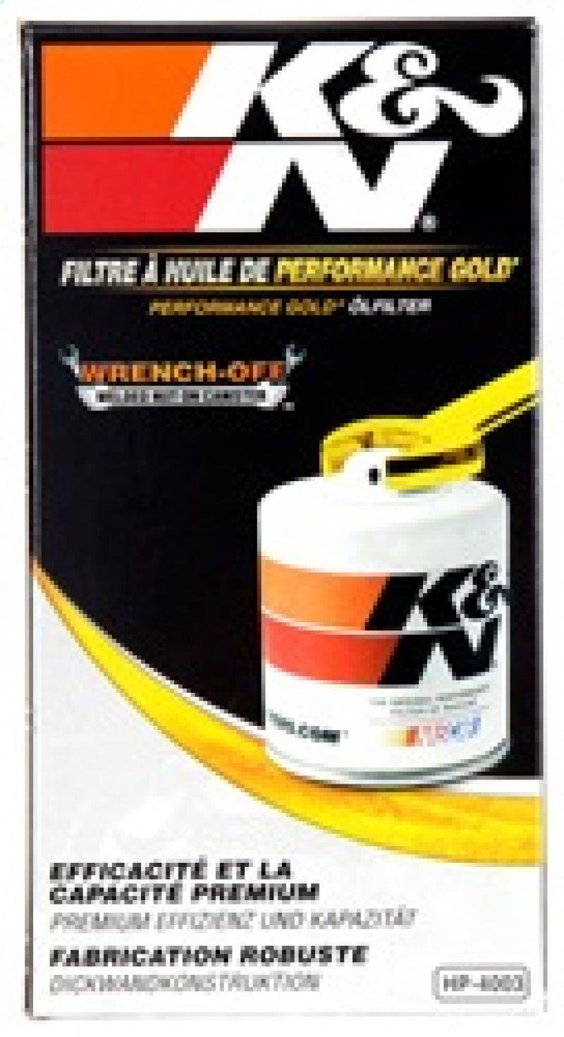 K&N Dodge Performance Gold Oil Filter - HP-4003 for 1994-2010 Dodge Ram 2500 - installed view
