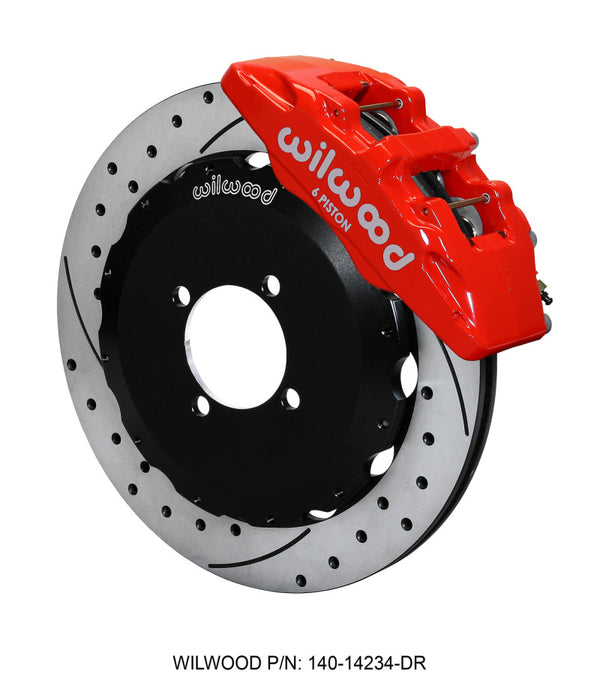 Wilwood Dynapro 6 Front Hat Kit 12.88in Drilled Red 2016-Up Mazda MX5 Miata w/ Lines - 140-14234-DR for 2016-2025 Mazda MX 5 
