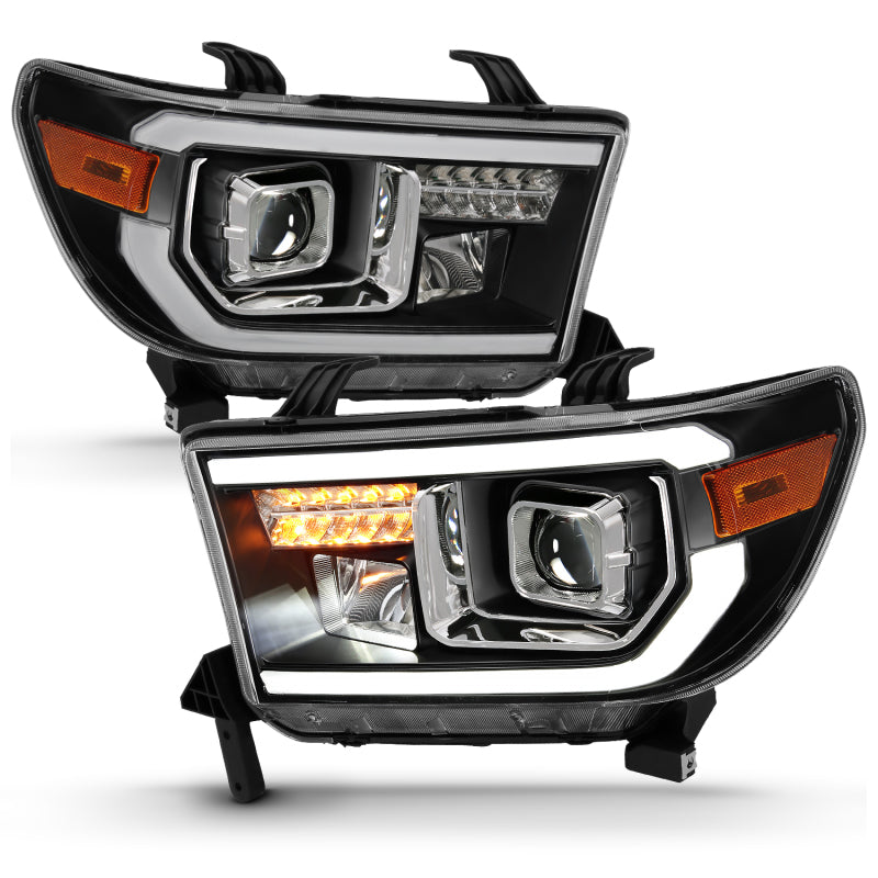 ANZO 2007-2014 Toyota Tundra Projector Light Bar H.L Black Amber(Led High Beam) (Halogen Version) - 111447