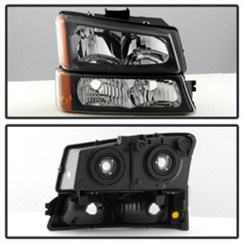 Xtune Chevy Silverado 2500HD 03-06 Crystal Headlights w/ Bumper Lights Black HD-JH-CSIL03-AM-BK-SET - 5069801