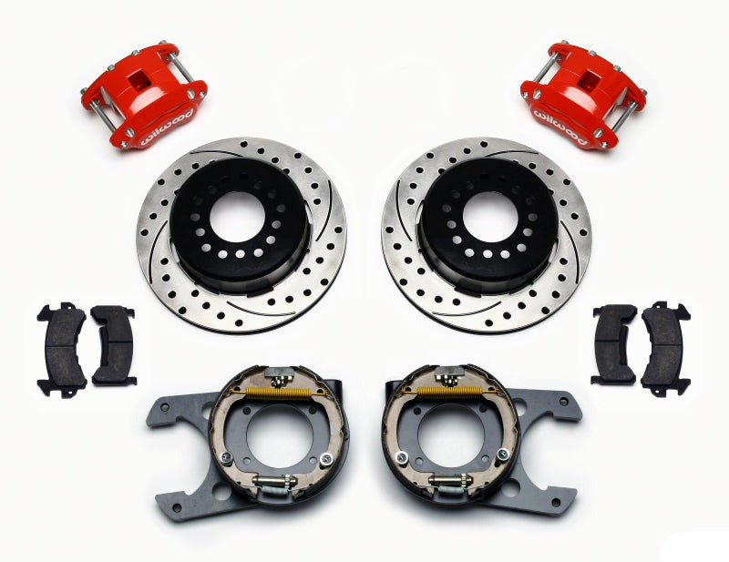 Wilwood D154 P/S P-B Kit Drilled-Red Chevy C-10 2.42 Offset 5-lug - 140-12569-DR