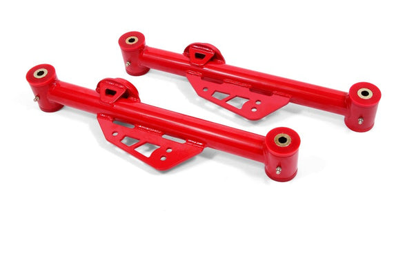 BMR 79-98 Fox Mustang Non-Adj. Lower Control Arms (Polyurethane) - Red - TCA014R for 1979-1998 Ford Mustang - front view