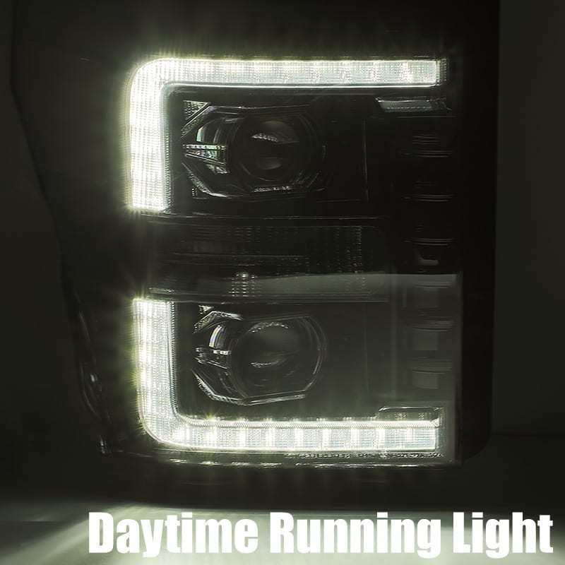 AlphaRex 11-16 Ford F-250 SD PRO-Series Projector Headlights Plank Style Design Chrome w/Seq Signal - 880141