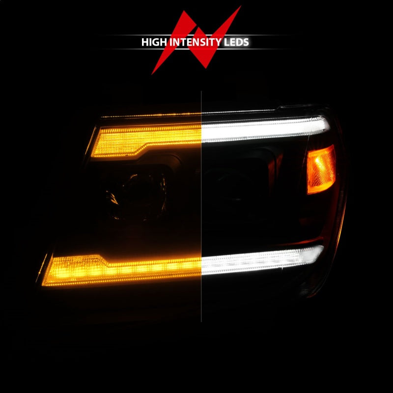 ANZO 09-20 Nissan Frontier Black Projector Plank Style DRL w/ Switchback &amp; Sequential LED DRL - 111597