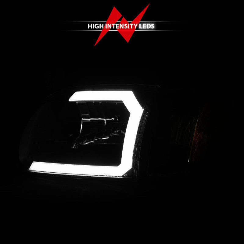 ANZO 00-04 Toyota Tundra (Fits Reg/Acc Cab Only) Crystal Headlights w/Light Bar Black w/Corner Light - 111579