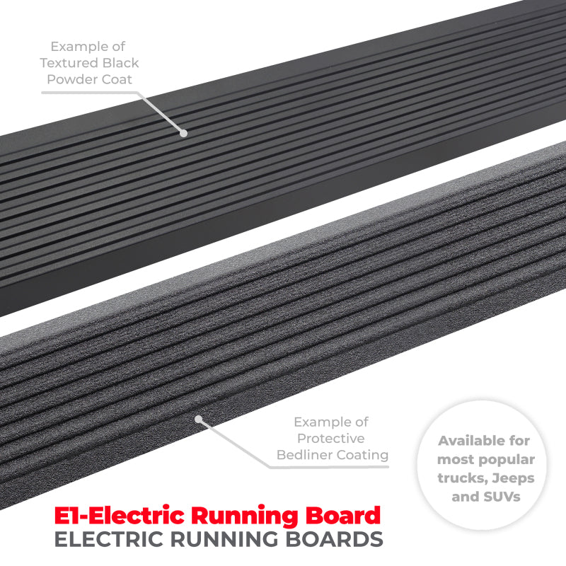 Go Rhino 15-23 Ford F-150 CC 4dr / 17-22 F-250/350 SD CC 4dr E-BOARD E1 Running Board Kit - Tex. Blk - 20415587PC
