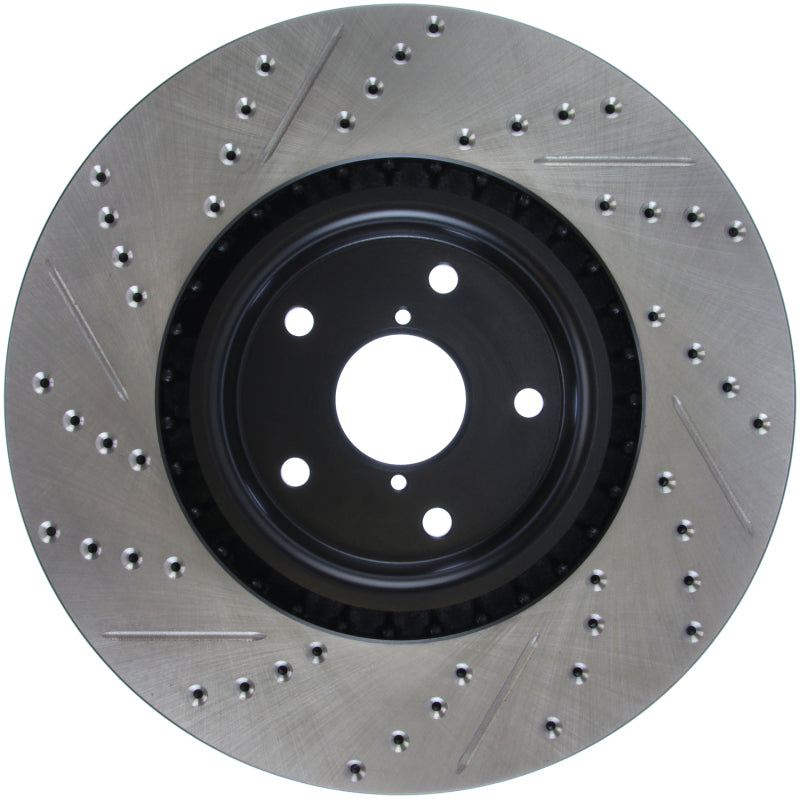StopTech 05-10 Subaru Impreza WRX/STi Slotted & Drilled Left Front Rotor - 127.47022L for 2005-2014 Subaru Impreza - front vi