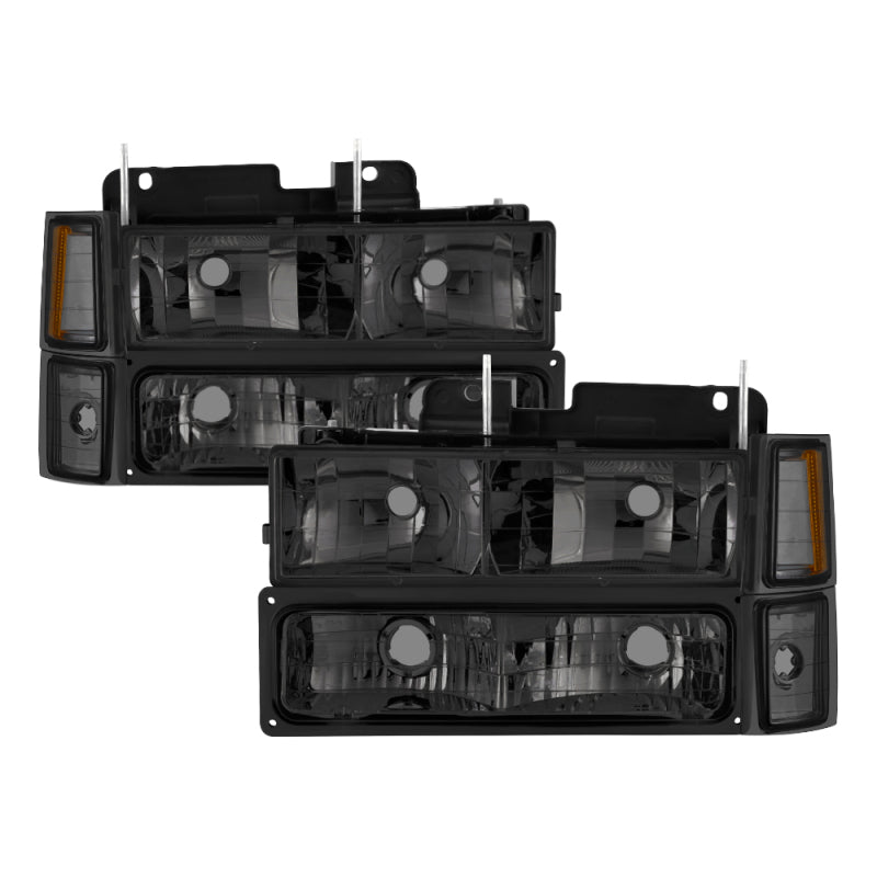 Xtune Chevy Suburban 94-98 Headlights w/ Corner &amp; Parking Lights 8pcs Smoked HD-JH-CCK88-AM-SM-SET - 5072238