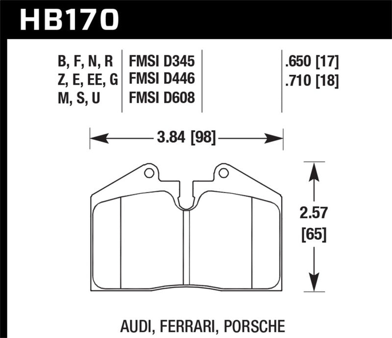 Hawk 89-94 Porsche 911 3.6L/ 87-89 Porsche 911 3.3L Front Performance Ceramic Brake Pad - HB170Z.650