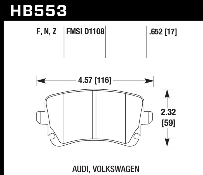 Hawk 06-07 Audi A6 Quattro / 03-04 RS6 / 04-08 S4 HPS Street Rear Brake Pads - HB553F.652