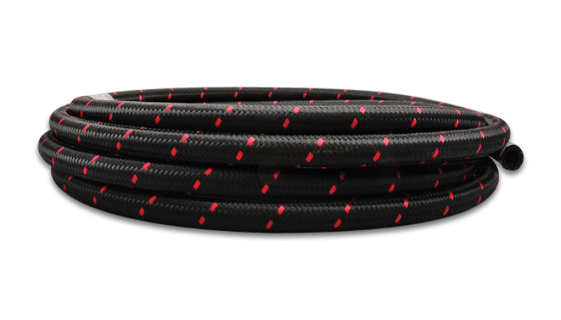 Vibrant -12 AN Two-Tone Black/Red Nylon Braided Flex Hose (5 foot roll) - 11992R