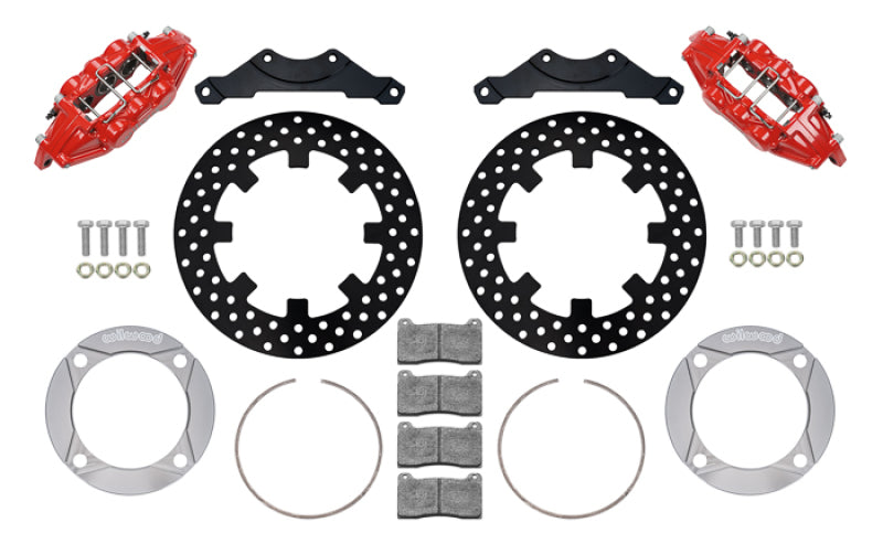 Wilwood 2014+ Polaris RZR XP 1000 Rear Kit 11.25in Drilled - Red - 140-16633-DR