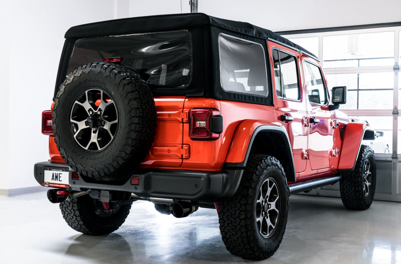 AWE Tuning 2018+ Jeep Wrangler JL/JLU Tread Edition Axle-Back Dual Exhaust - Diamond Black Tips - 3015-33001