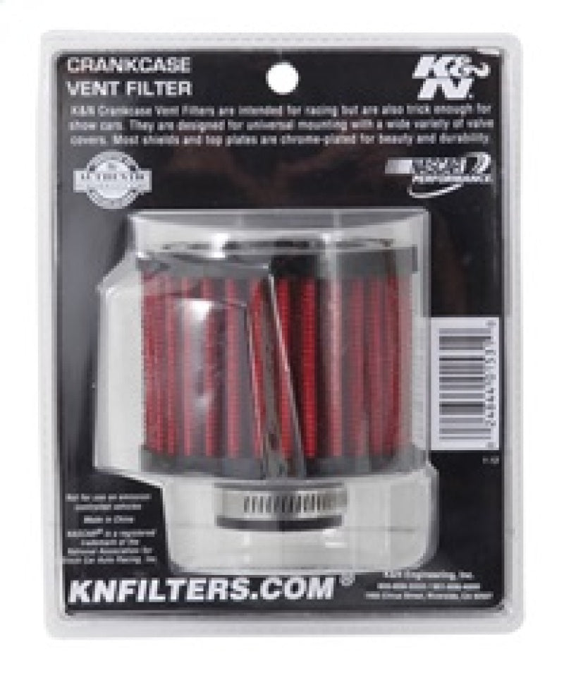 K&N 1 inch ID 3 inch OD 2.375 inch H Rubber Base Crankcase Vent Filter - 62-1410