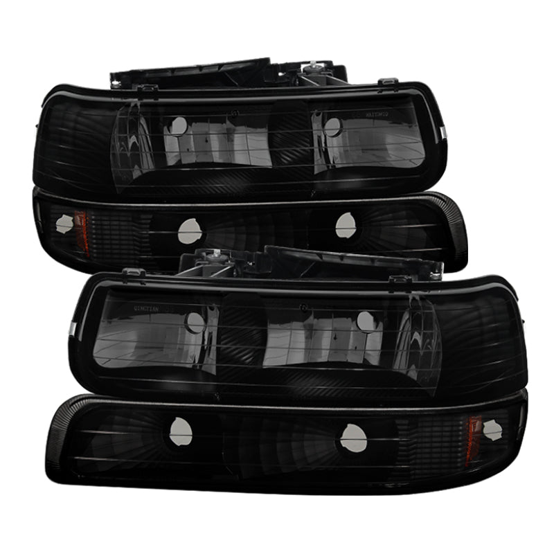 Xtune Chevy TahOE 00-06 Amber Crystal Headlights w/ Bumper Lights Black Smoke HD-JH-CSIL99-SET-BSM - 9030246