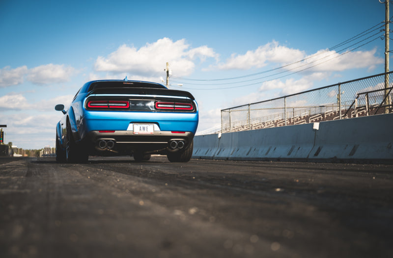 AWE Tuning 2015+ Dodge Challenger 6.4L/6.2L SC Track Edition Exhaust - Quad Chrome Silver Tips - 3015-42136