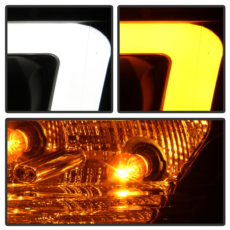 Spyder 09-14 Ford F-150 Projector Headlights - Halogen Model Light Bar - Blk PRO-YD-FF15009-SBLB-BK - 5086204