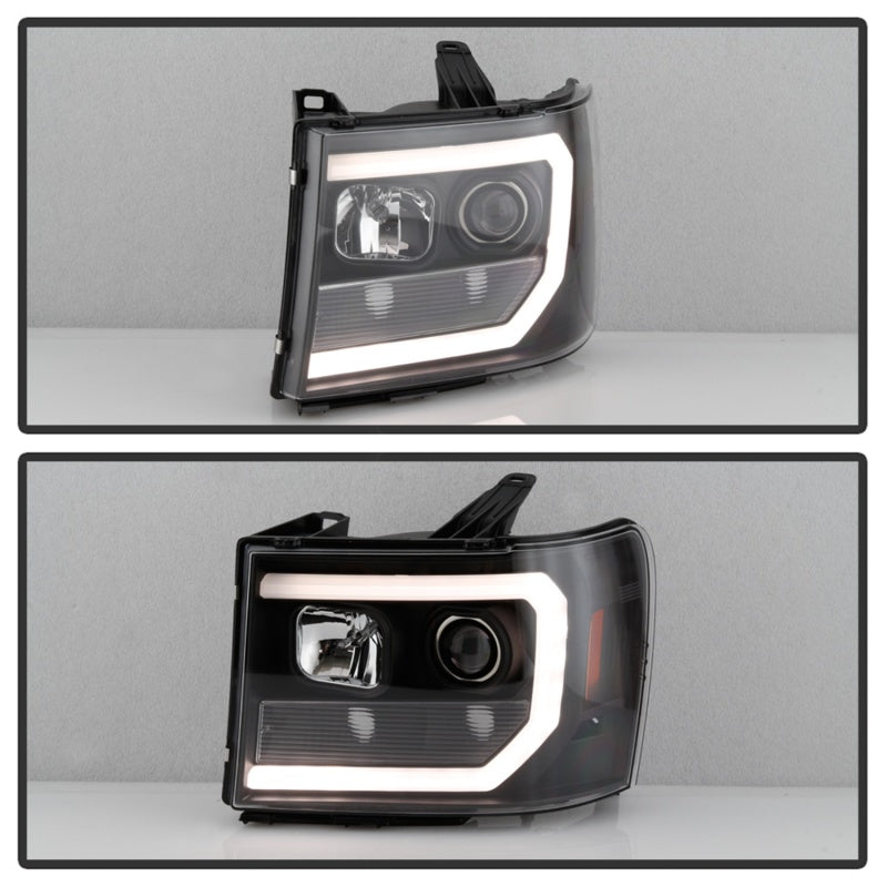 Spyder 07-13 GMC Sierra 1500-3500 Ver 2 Proj Headlights - DRL LED - All Blk PRO-YD-GS07V2-LBDRL-BKV2 - 5086037