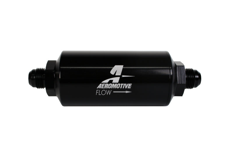Aeromotive In-Line Filter - AN-08 size Male - 10 Micron Microglass Element - Bright-Dip Black - 12375
