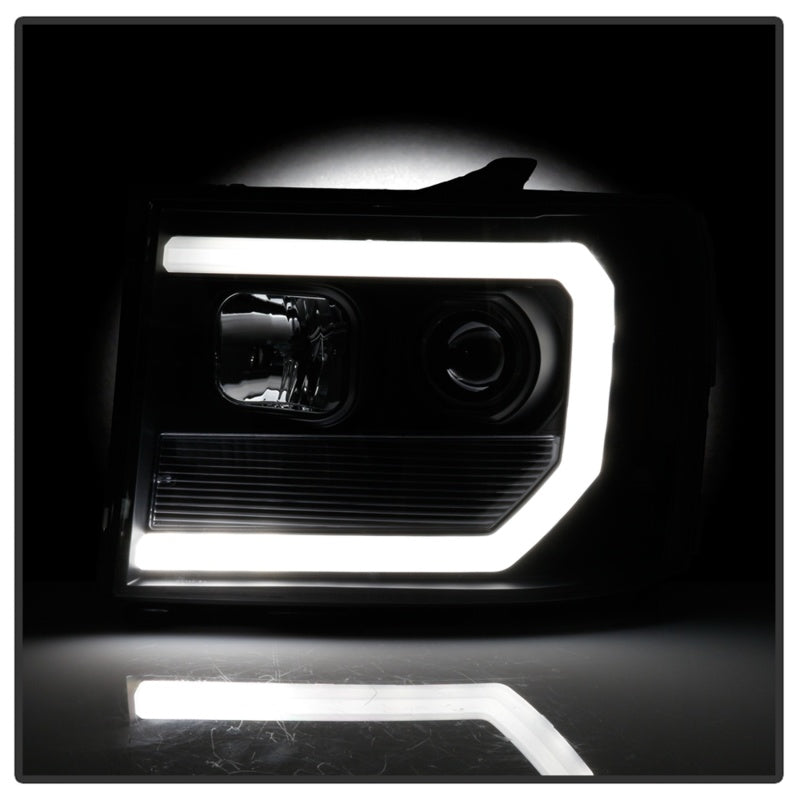 Spyder 07-13 GMC Sierra 1500-3500 Ver 2 Proj Headlights - DRL LED - All Blk PRO-YD-GS07V2-LBDRL-BKV2 - 5086037
