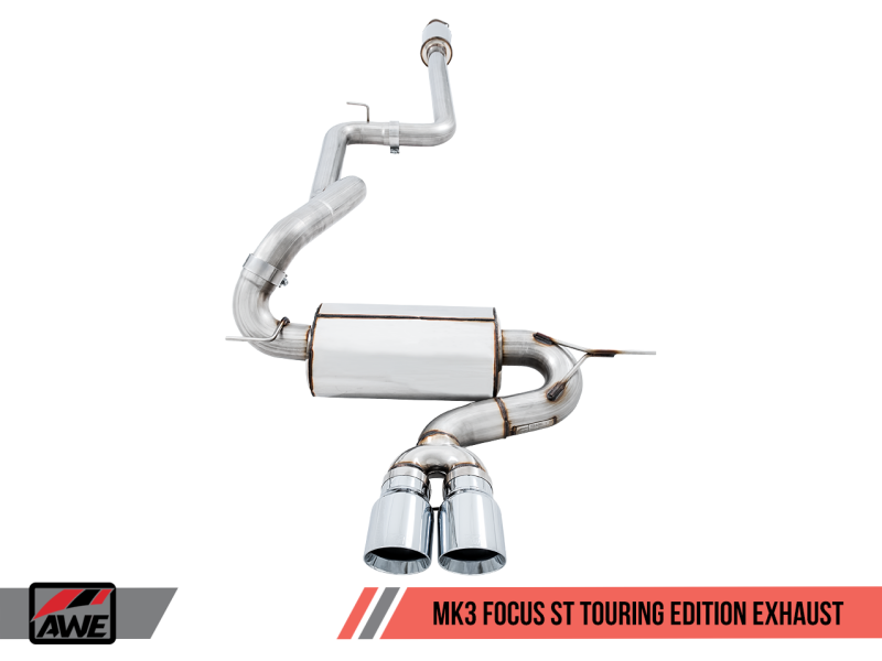 AWE Tuning Ford Focus ST Touring Edition Cat-back Exhaust - Resonated - Diamond Black Tips - 3020-33040