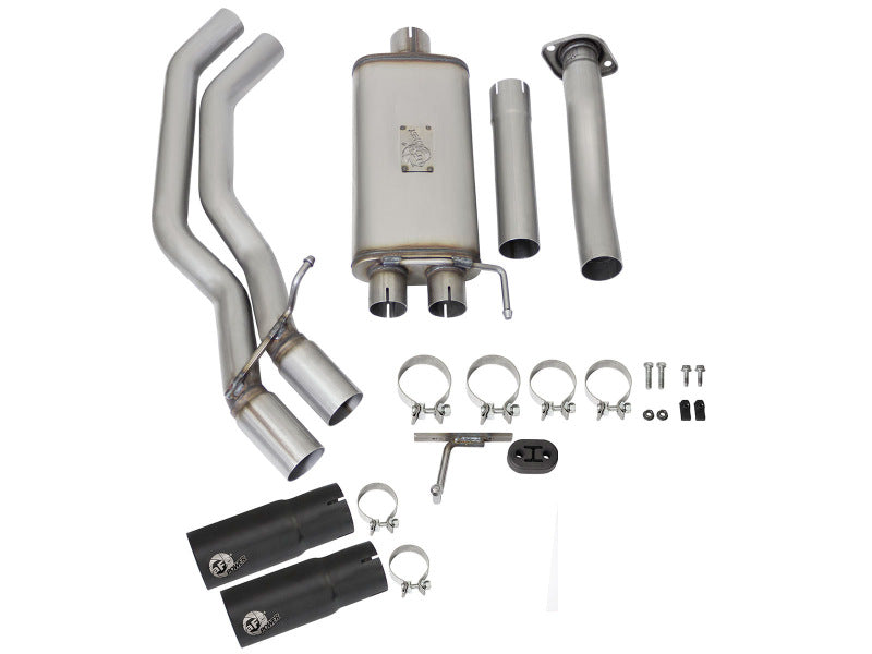 aFe Rebel Exhausts 3in SS Cat-Back 15-16 Ford F-150 EcoBoost V6 2.7/3.5L V8 5.0L w/ Black Tips - 49-43081-B