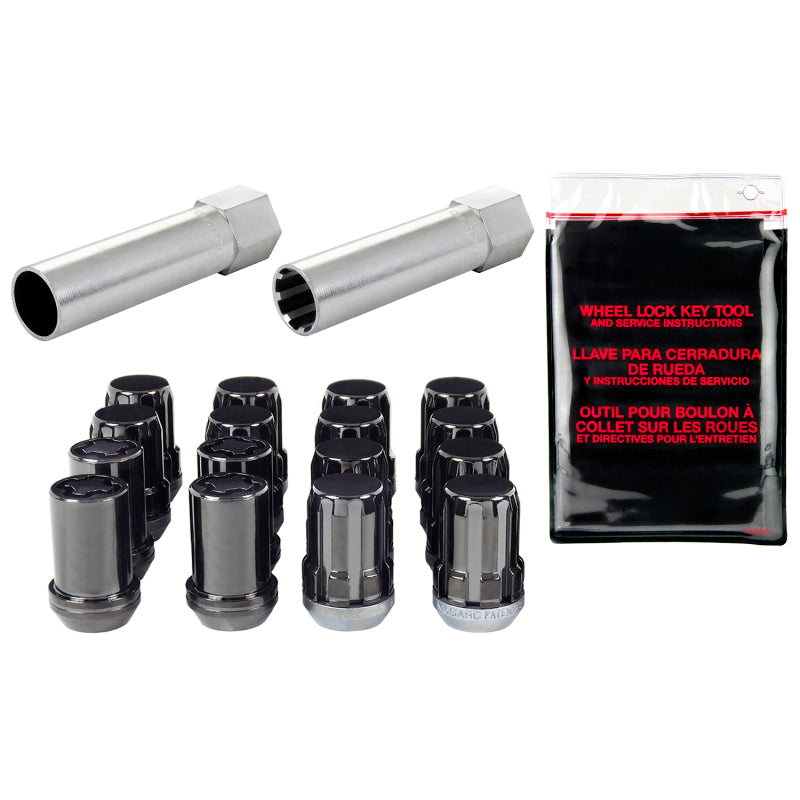 McGard SplineDrive Tuner 4 Lug Install Kit w/Locks &amp; Tool (Cone) M12X1.5 / 13/16 Hex - Black - 65457BK