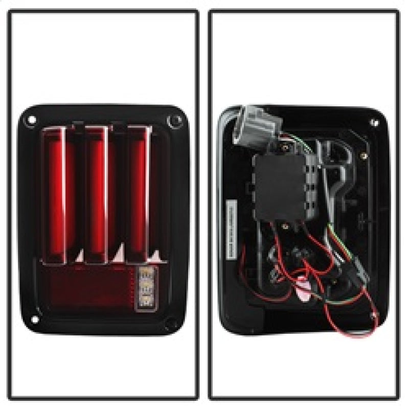 Spyder 07-16 Jeep Wrangler Version 2 Light Bar LED Tail Lights - Red Clear (ALT-YD-JWA07V2-LBLED-RC) - 5084798