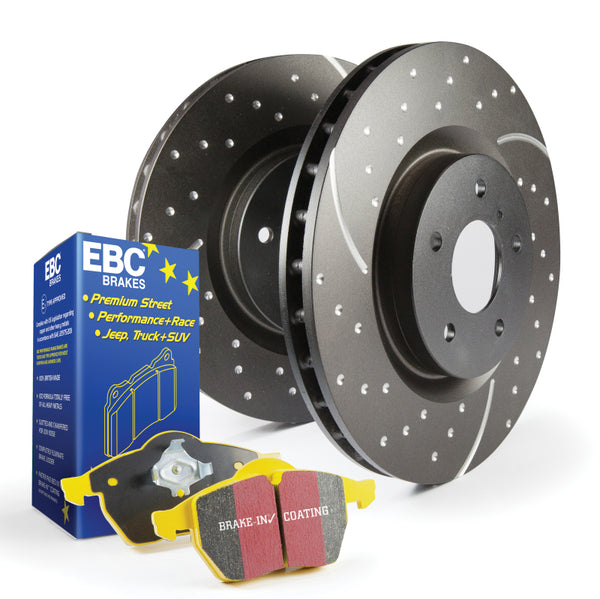 EBC S5 Kits Yellowstuff Pads and GD Rotors - S5KR1137 for 2002-2007 Mitsubishi Lancer - front view