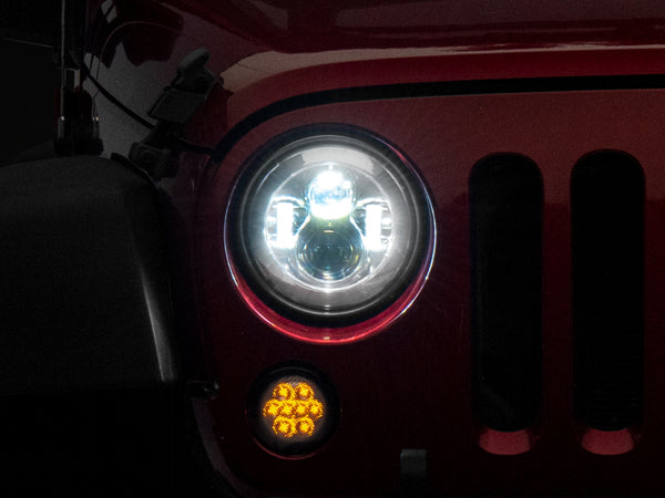 Raxiom 97-18 Jeep Wrangler TJ/JK Axial Series LED Daymaker Headlights- Chrome Housing (Clear Lens) - J108043 for 1997-2018 Je