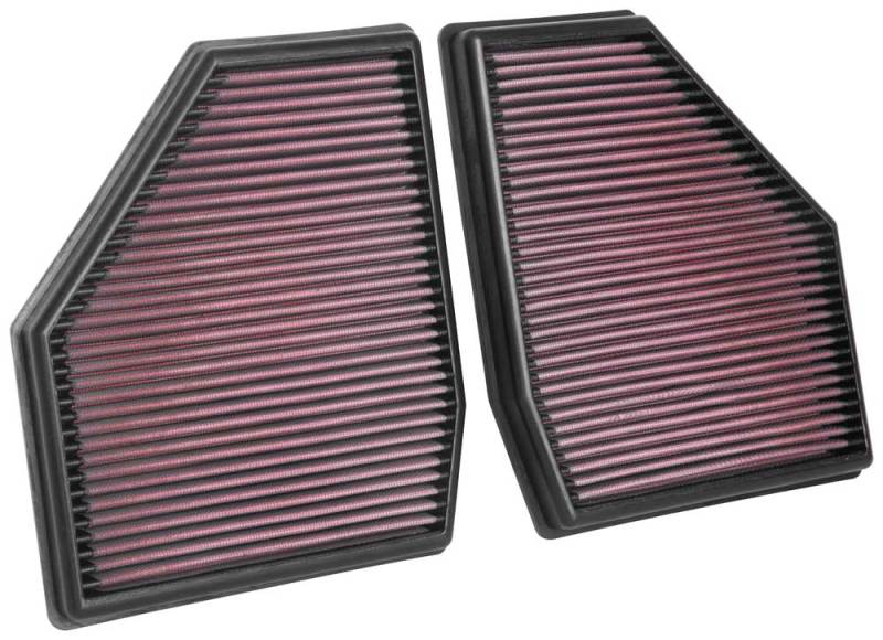 K&N 18-19 BMW M5 V8 4.4L F/I Turbo Replacement Air Filter (Two Per Box) - 33-3128 for 2018-2025 BMW M5 - front view