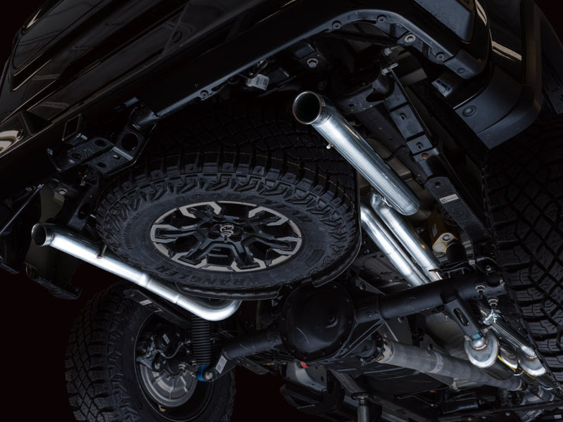 AWE Tuning 22-23 GMC Sierra 1500 AT4X 6.2L 0FG Catback Split Dual (Flat Bumper) - Bashguard(No Tips) - 3015-31972