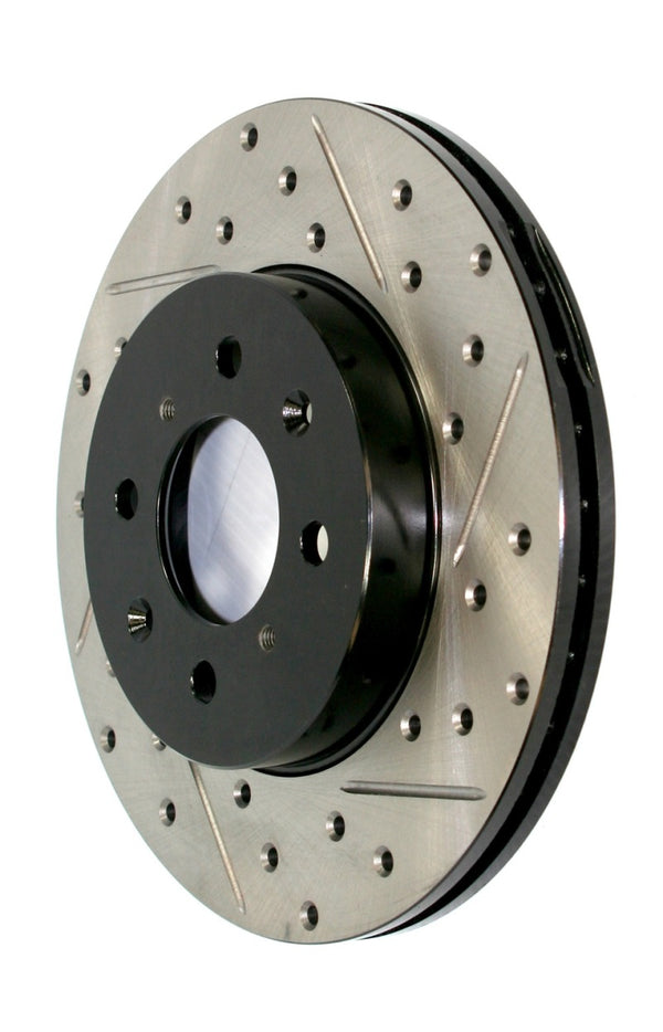 StopTech 2017 Subaru Outback Slotted & Drilled Left Sport Brake Rotor - 127.47036L for 2008-2014 Subaru Tribeca - front view
