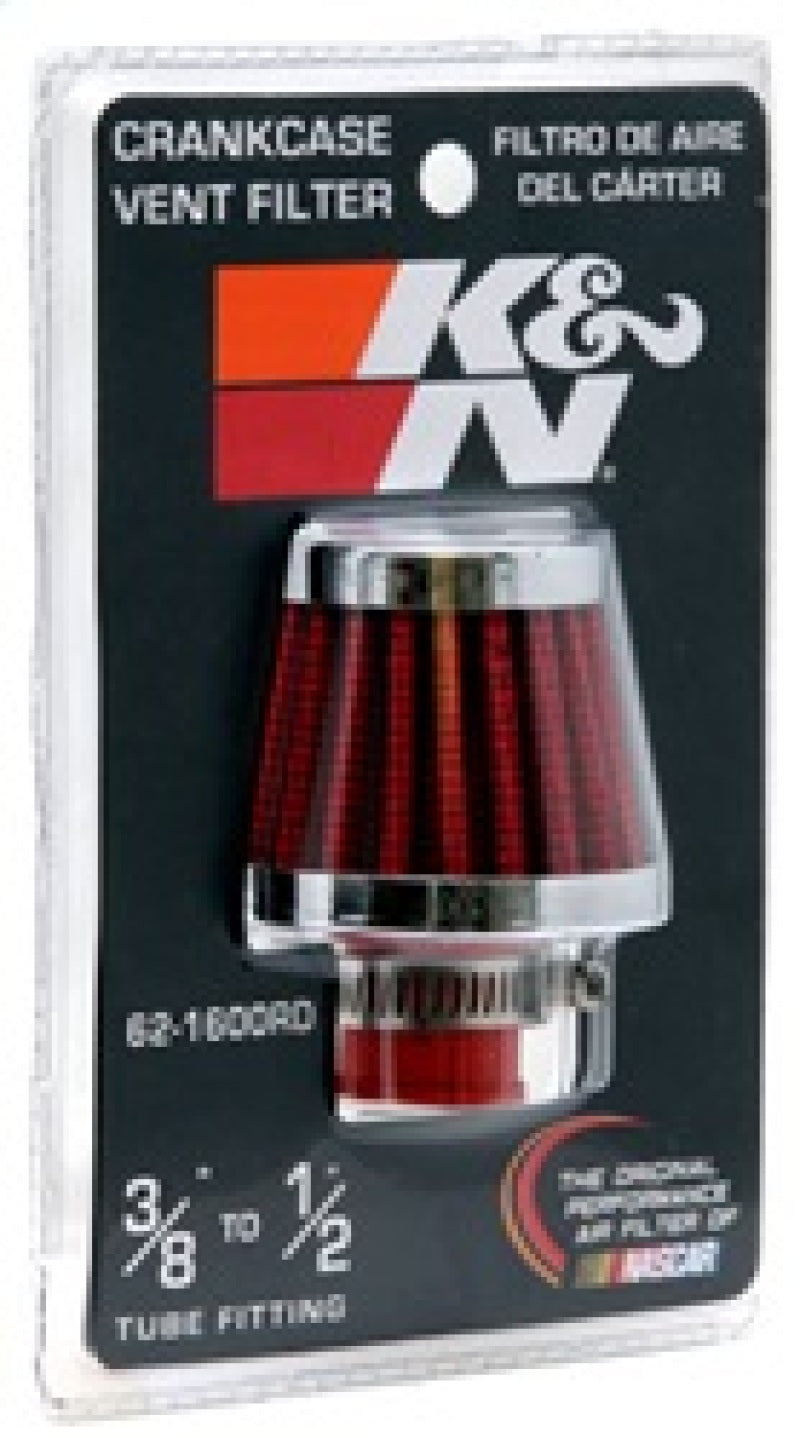 K&N 2in Base OD x .375in Flange ID x 1.75in H Rubber Base Crankcase Vent Filter - 62-1600RD