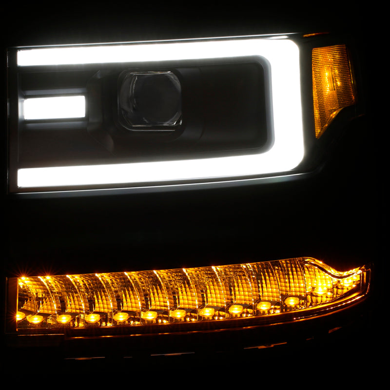 ANZO 16-17 Chevy Silverado 1500 Prjctr. Headlight Plank Styl. w/Amber (Only Work w/HID Equip. Truck) - 111373