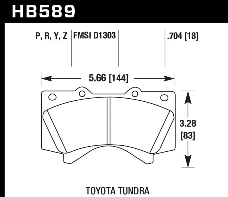 Hawk 08-10 Toyota Land Cruiser / 07-10 Tundra Super Duty Street Front Brake Pads - HB589P.704 for 2007-2019 Toyota Tundra - c