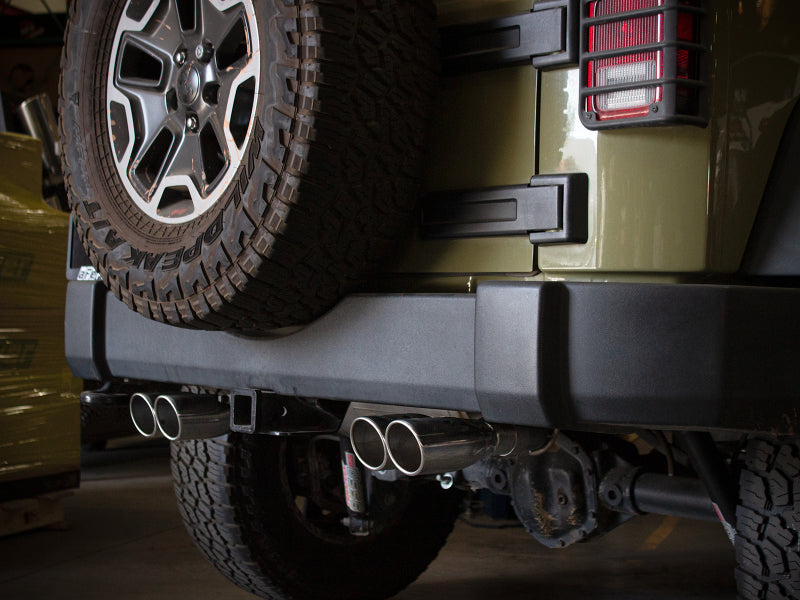 aFe Rebel Series 2.5in 409 SS Axle-Back Exhaust Polished 07-18 Jeep Wrangler (JK) V6-3.6L/3.8L - 49-48086-P