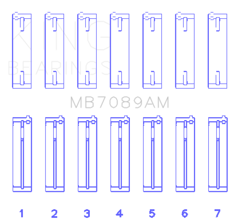 King Audi/Volkswagen ABV/AES/AUE Crankshaft Main Bearing Set (Set of 7) (Standard Size) - MB7089AM