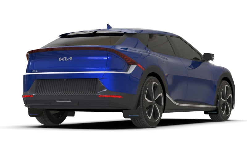 Rally Armor 22-23 Kia EV6 Black UR Mud Flap Blue Logo - MF91-UR-BLK-BL